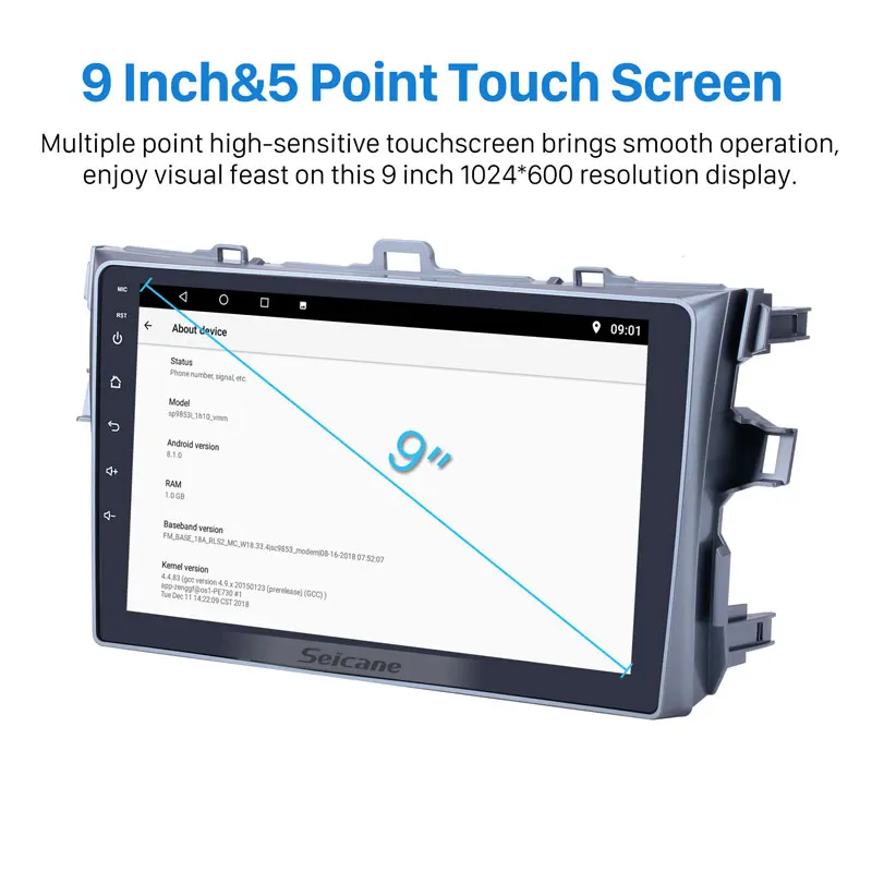 Seicane 9 дюймов Android 9,0 Автомобильный gps Navi мультимедийный плеер для 2006 2007-2012 Toyota Corolla Поддержка рулевого колеса управления DAB