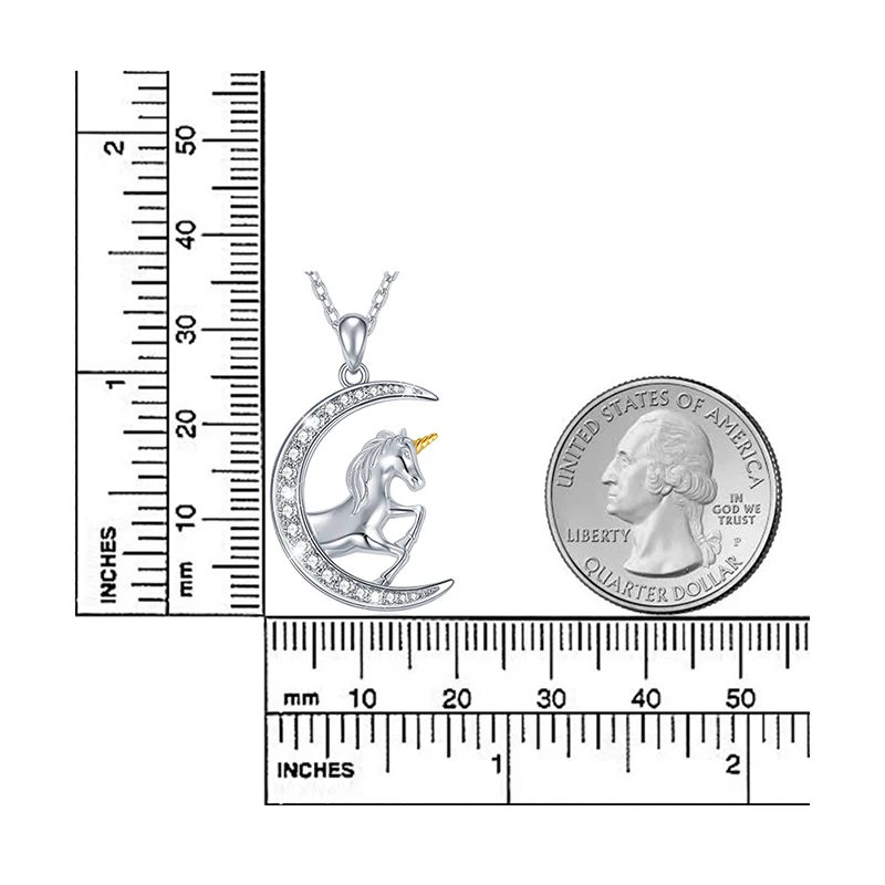 Женское ожерелье из серебра 925 пробы с подвеской в виде Луны и лошади|Ожерелья| |