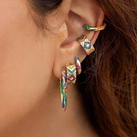 vintage ethnic colours rhinestone ear cuff ear clips hoop earrings piercing earrings for women girls fashion trend jewelry gifts
