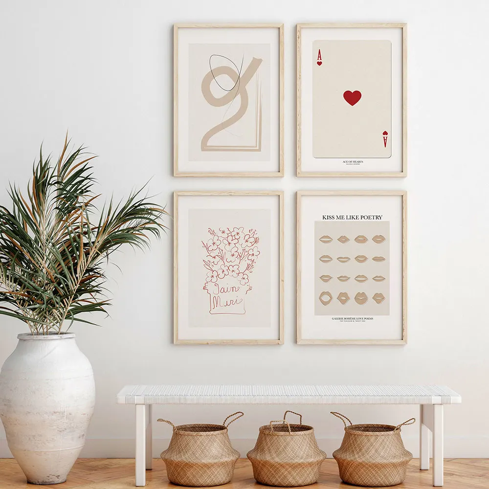 Абстрактная галерея Постер среднего века холст живопись нейтральные линии