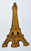 1x yellow tower paris france retro applique iron on patch %e2%89%88 6 3 9 9 cm
