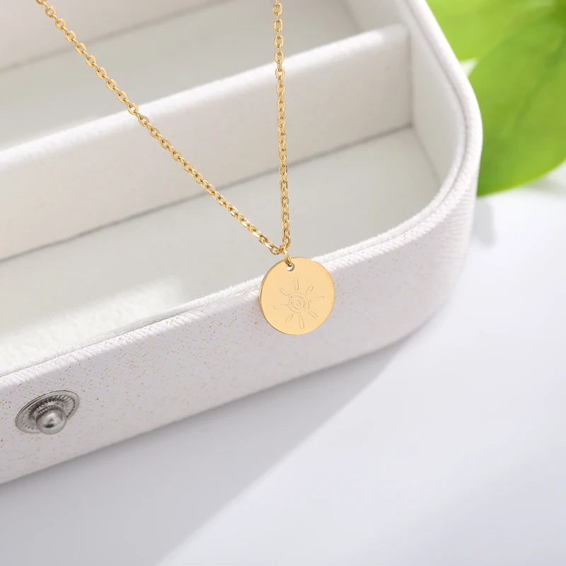 Геометрическая круглая подвеска из нержавеющей стали для женщин золотистое