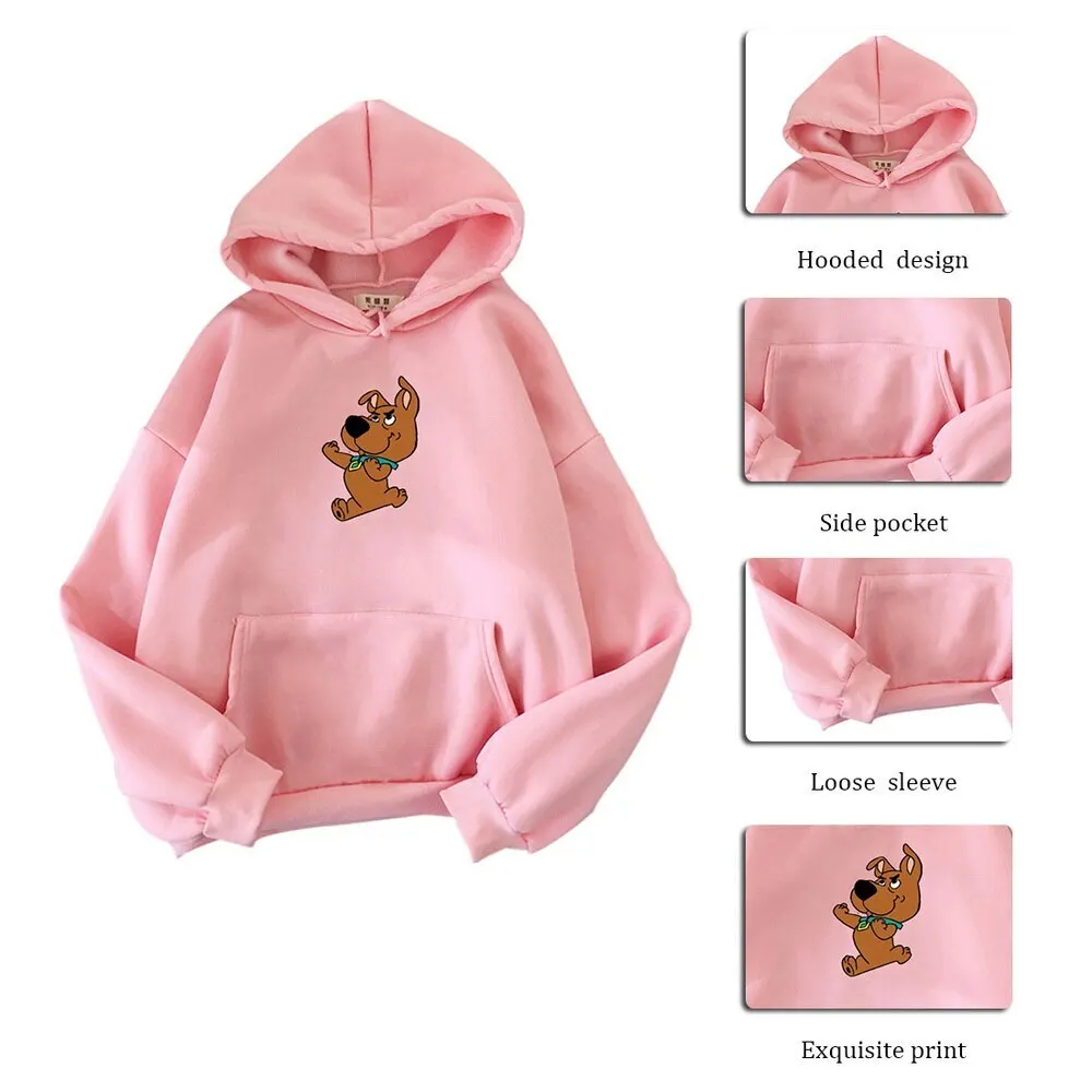 

Harajuku Autumn Hoodies Women's Sweatshirts Flower Cartoon Printed Loose Korean Hooded Sweatshirt Long Sleeve Pullovers Hoodies