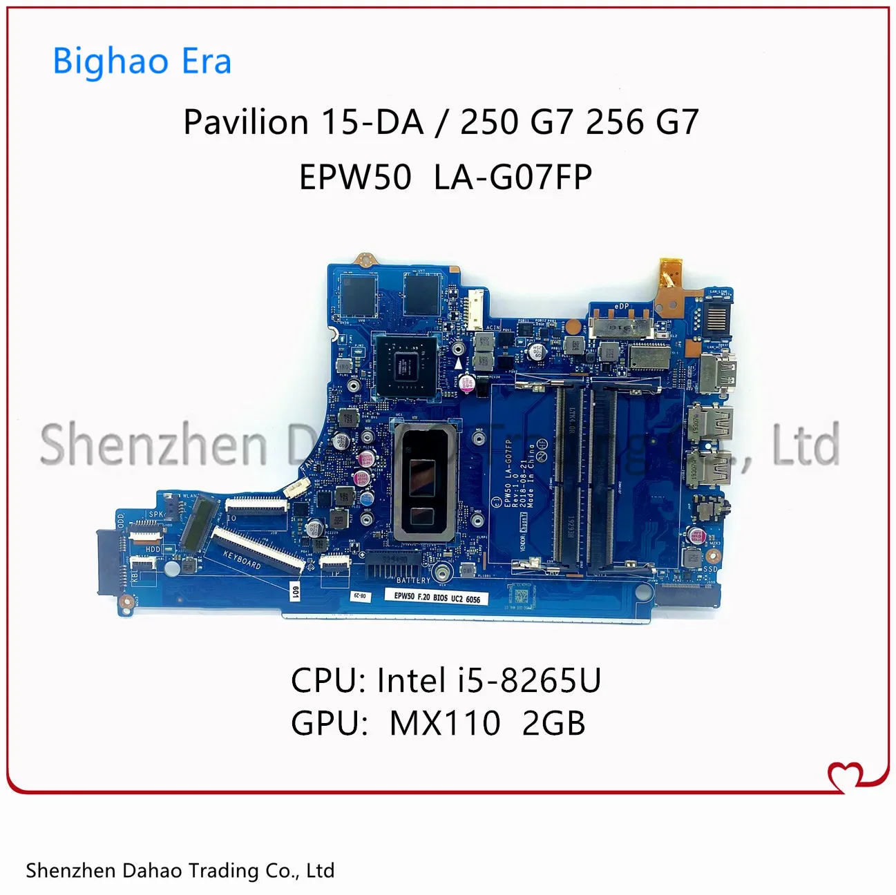 

Материнская плата для ноутбука HP 15-DA 250 G7 256 G7 с процессором i5-8265U MX110 2GB-GPU EPW50