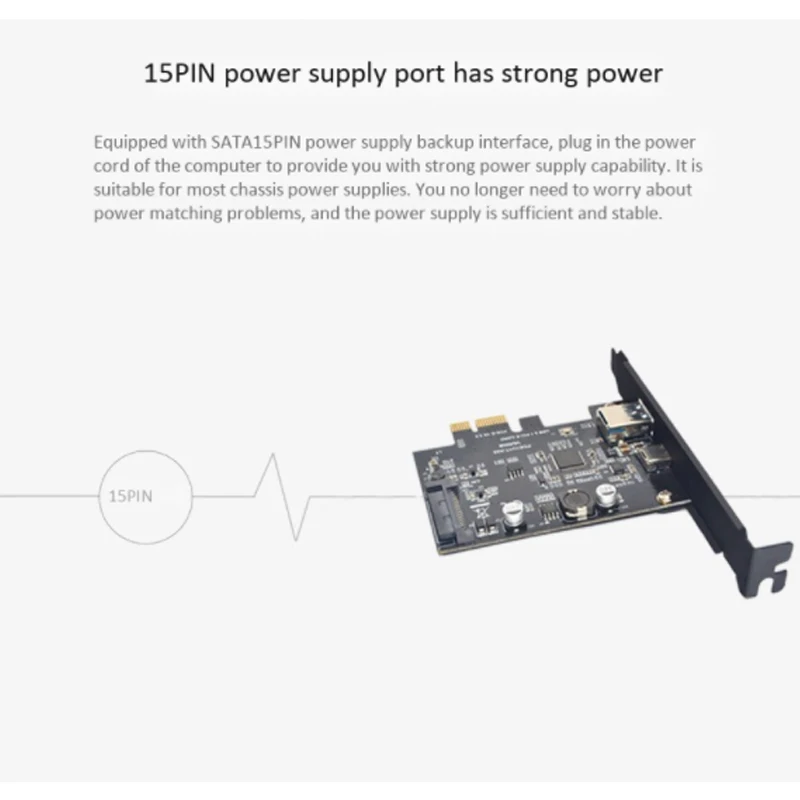 

USB 3.1 Type C PCIe Expansion Card PCI-E to USB3.1 GEN 2 10Gbps USB Type-C + USB3.0 Type a Riser Card