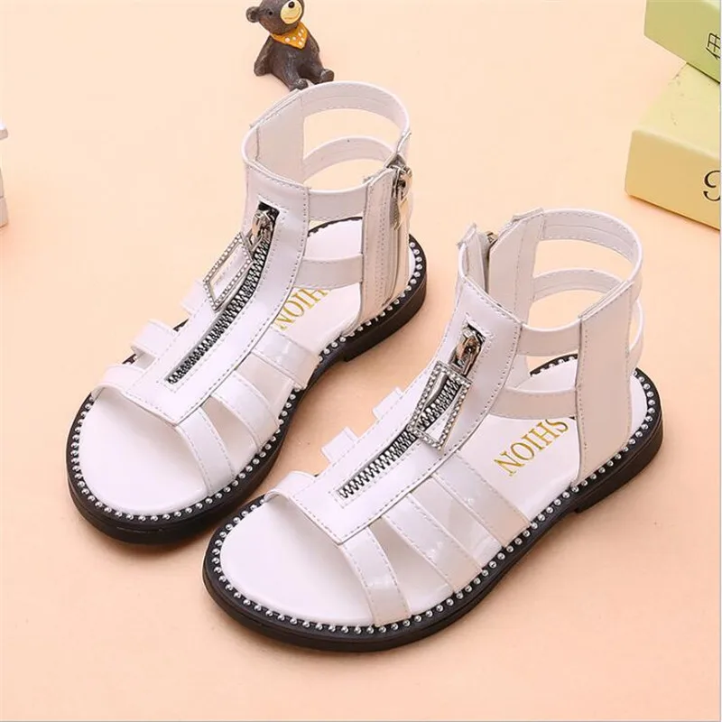

Girls sandals 2020 new fashion Korean soft bottom children fashion zipper princess shoes little girls students Roman shoes 26-36