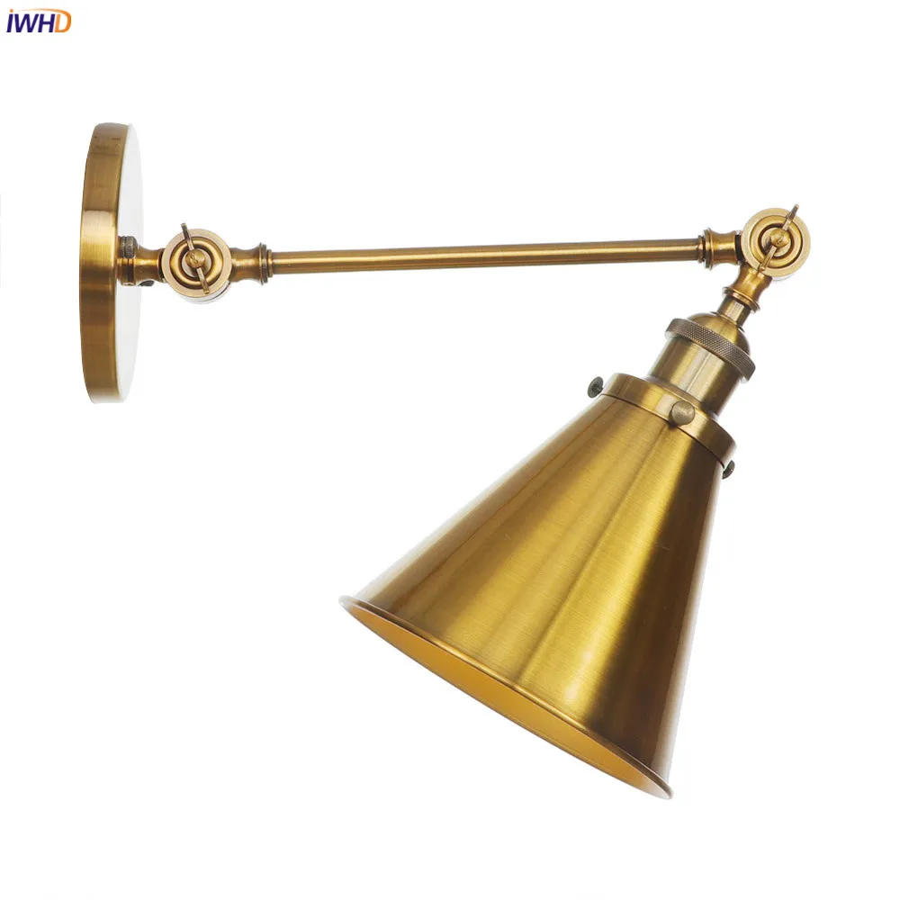 Настенный светильник IWHD Wandlamp в античном стиле Эдисона регулируемый золотистый