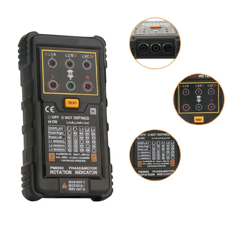 MS5900 120V 400VAC трехфазный индикатор вращения Измеритель Тестер последовательности