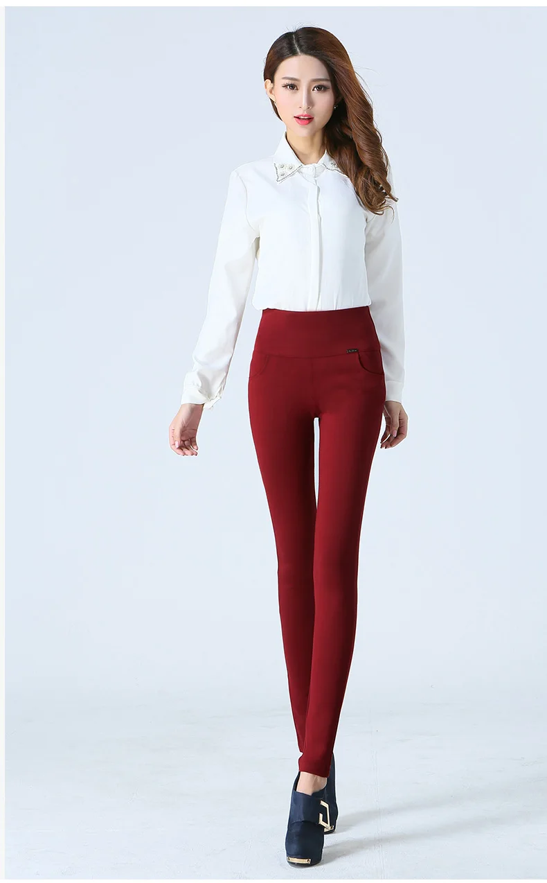

Woman Autumn Plus Size Mid Elastic Waist Solid Full-length Pants Pencil Pants Female Spring Oversized Stretch Pencil Trousers