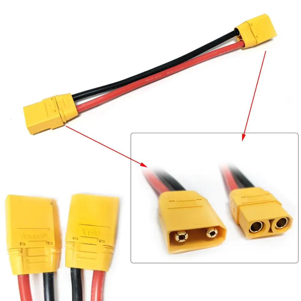 

Good Quality XT90 12AWG Male Female Extension Cable Battery Connector Soft Silicon Wire 150mm 300mm 450mm For RC Airplane