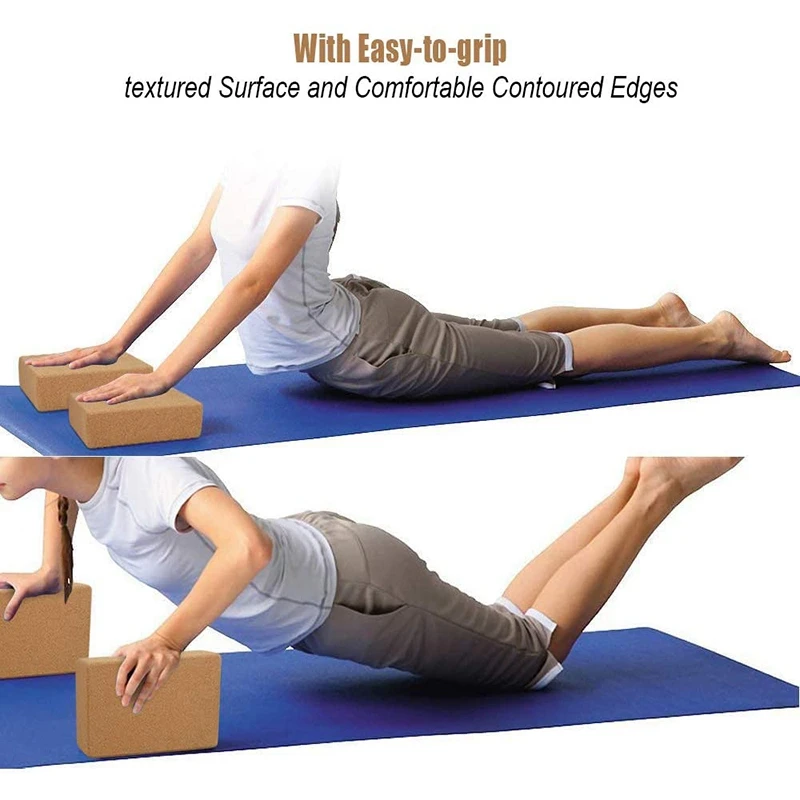 

Yoga Block 2 Pack Natural Cork Yoga Brick Non Slip Foam Exercise Blocks Set to Support and Deepen Poses, Lightweight
