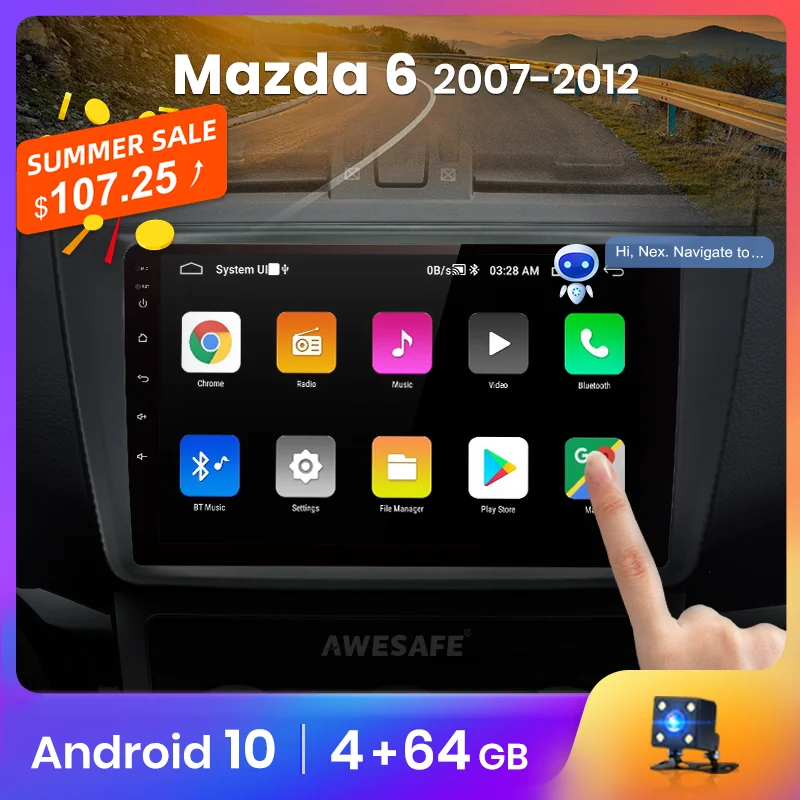 Автомагнитола AWESAFE PX9 для Mazda 6 Mazda6 2007 2008 2009 2012 мультимедийный видеоплеер с GPS