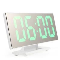 decor usb snooze digital alarm clock accurate desktop led mirror large screen bedroom portable table multifunction home