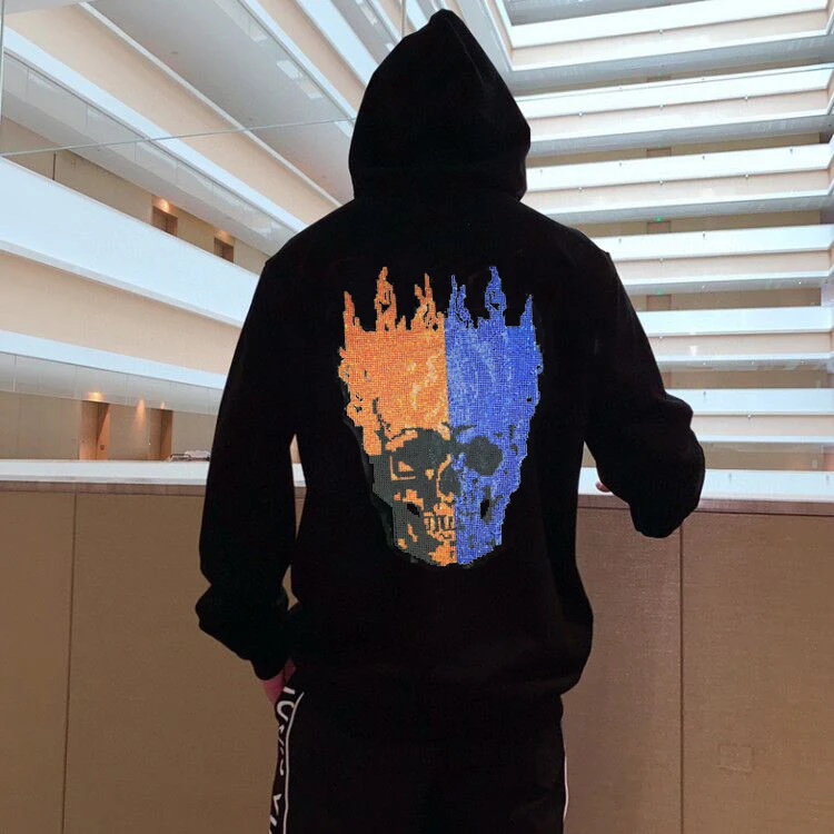 Мужская утепленная толстовка с капюшоном бриллиантами