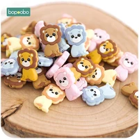 bopoobo 50pcs baby teethers chewable beads silicone teether necklace food grade mini lion beads for diy bracelet baby products