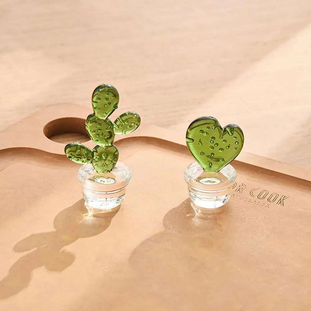 

Miniature Mrtificial Glass Cactus Plant ornaments DIY fairy garden miniature landscape potted ornaments