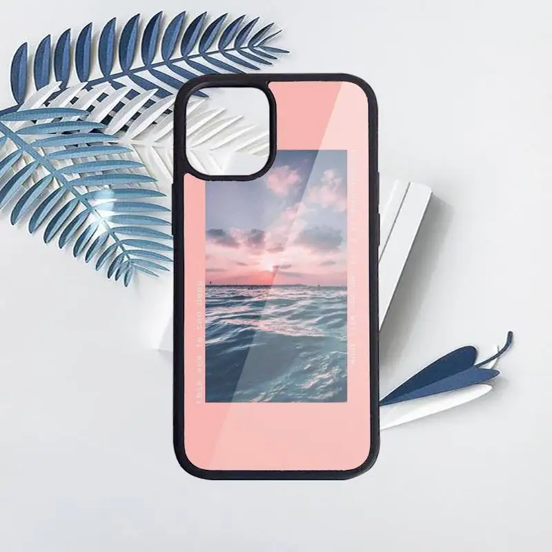 

pink sky art print aesthetic Phone Case PC for iPhone 11 12 pro XS MAX 8 7 6 6S Plus X 5S SE 2020 XR Luxury brand shell funda