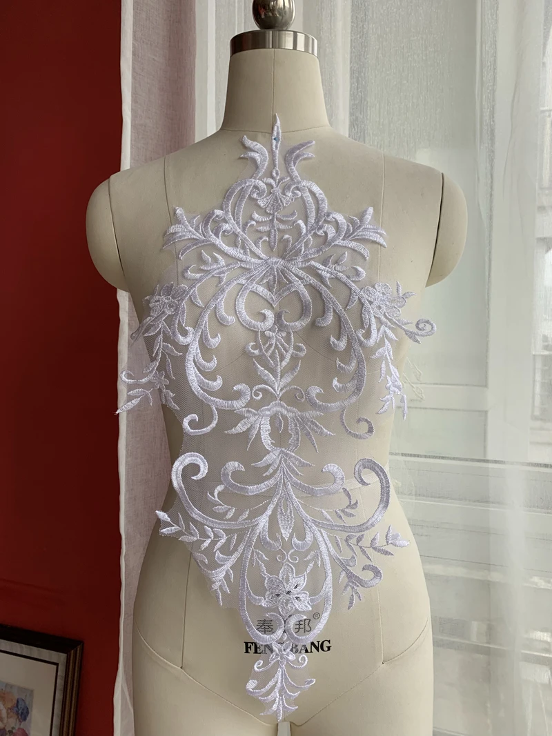 4Colors Flower Embroidery Lace Fabric Applique Trim For Evening/Wedding Dress Clothes Collar Sew On Patches Accessories | Дом и сад