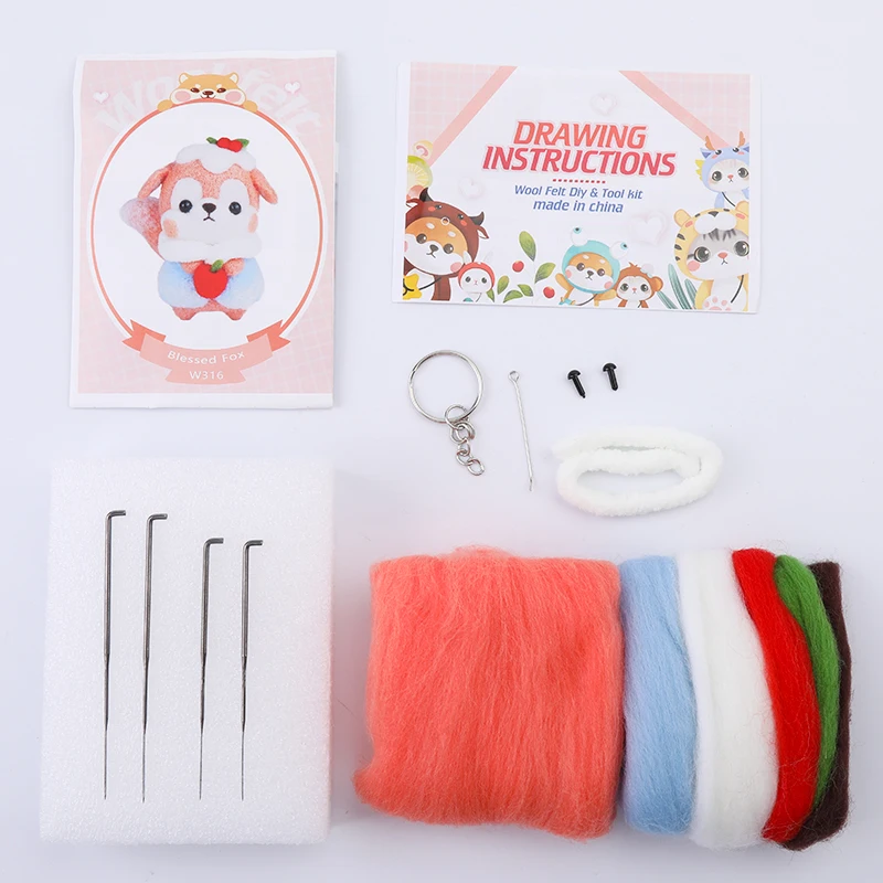 RORGETO Non-Finished Felt Kit Needle Felting DIY Christmas New Year Cute Animal Doll Material Bag for Women and Beginner | Дом и сад