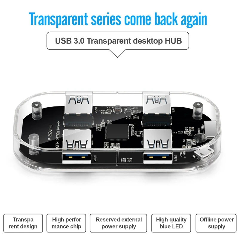 USB Hub Transparent USB3.0 Adapter 4 Port Combo TF SD Card Reader All in One for PC/Laptop | Компьютеры и офис