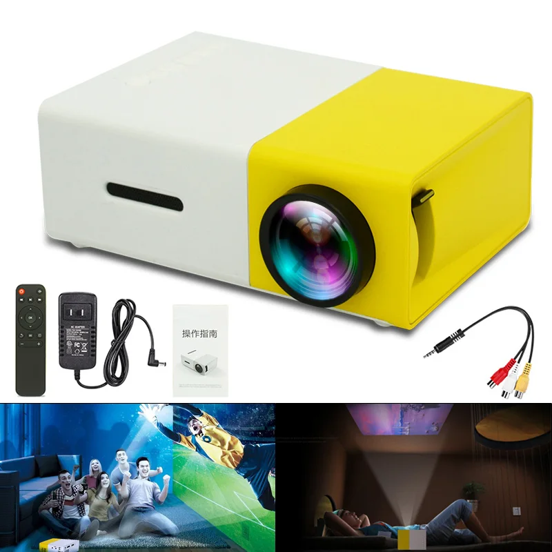 

HUACHEN YG300 LED Mini Projector 320x240 Pixels Supports 1080P YG-300 HDMI USB Audio Portable Projector Home Media Video playe