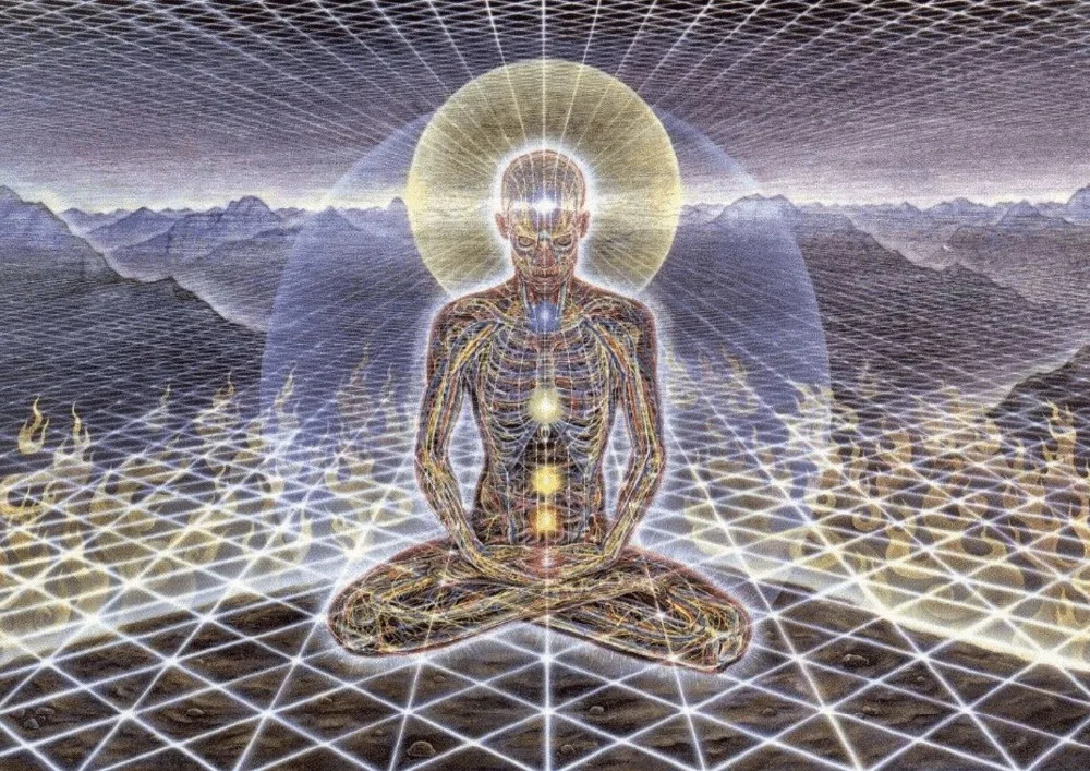 THEOLOGUE Trippy Alex Grey Abstract Silk Fabric SILK POSTER Decorative painting 24x36inch | Дом и сад