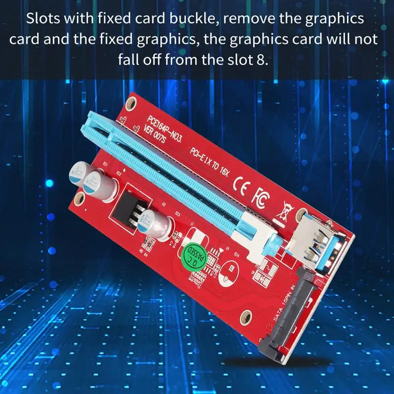 

10 Pcs VER007 PCI-E Riser Card 007 PCI E PCIE 1X to 16X Extender 15Pin SATA Power 60CM USB 3.0 Cable for Mining Miner