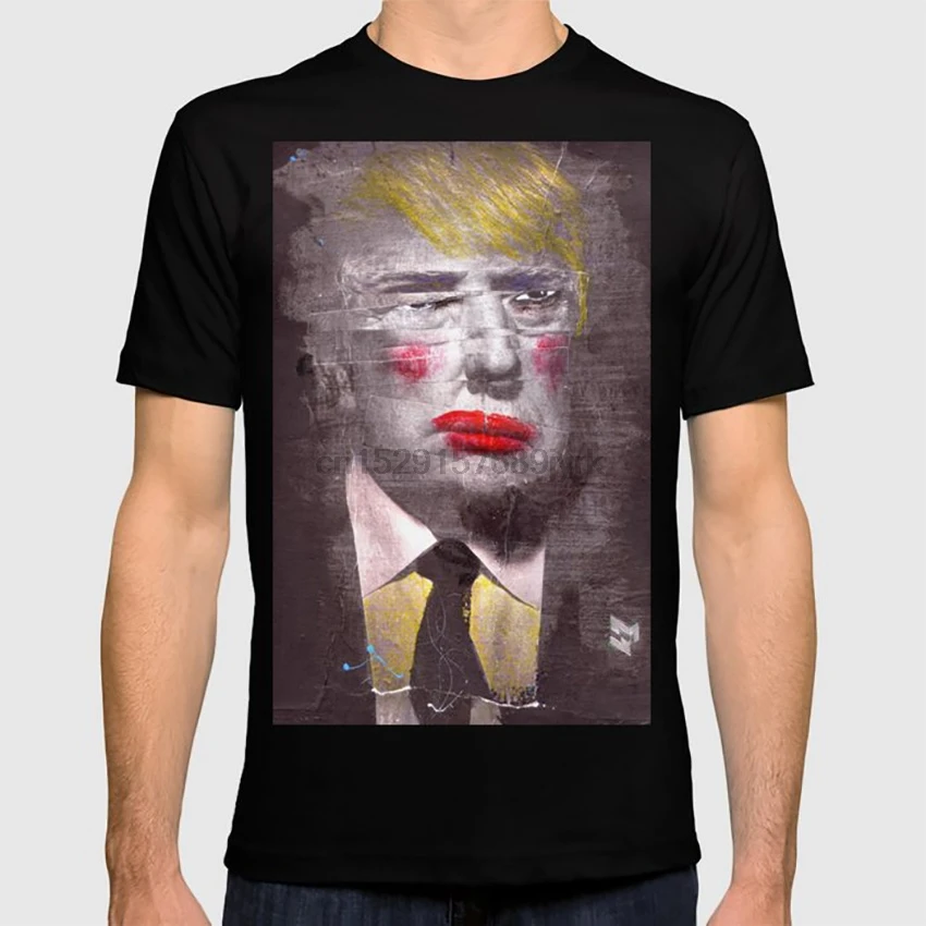 Tramps Клоун Футболка бумажная ткань поп-арт Фотомонтаж Винтаж Дональд Трамп мага