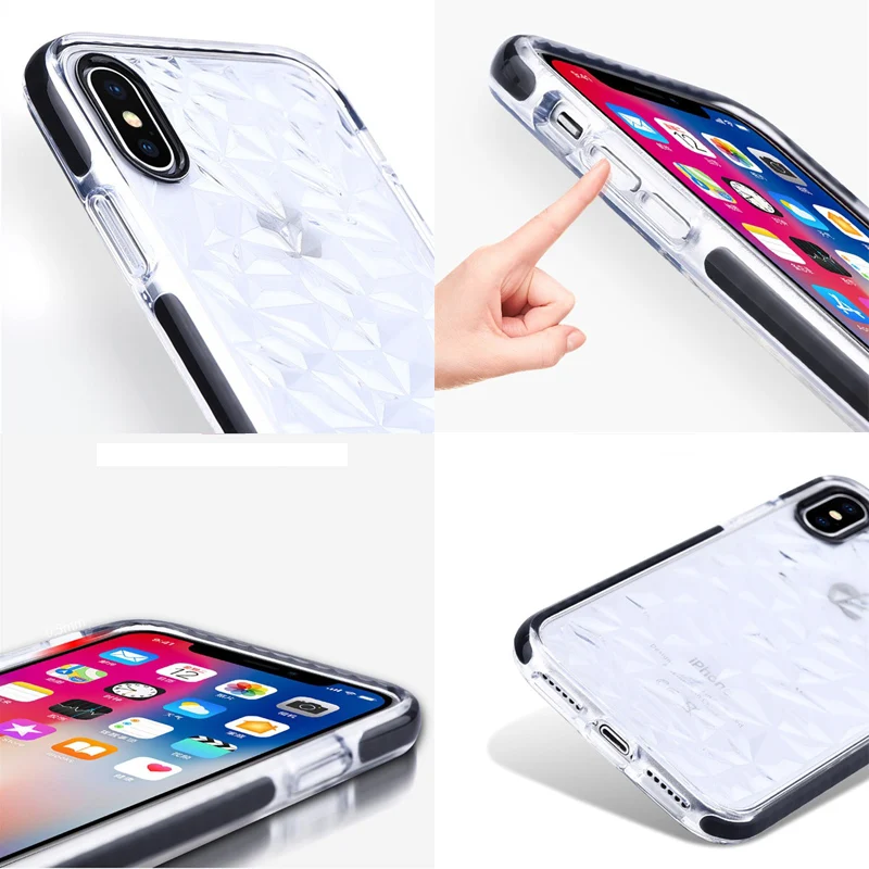 Ромбовидный узор противоударный прозрачный мягкий чехол для iPhone 11 крышка