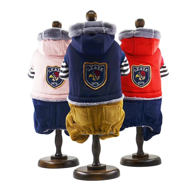 Зимняя очень плотная одежда для собак теплый комбинезон из хлопка пуховое пальто