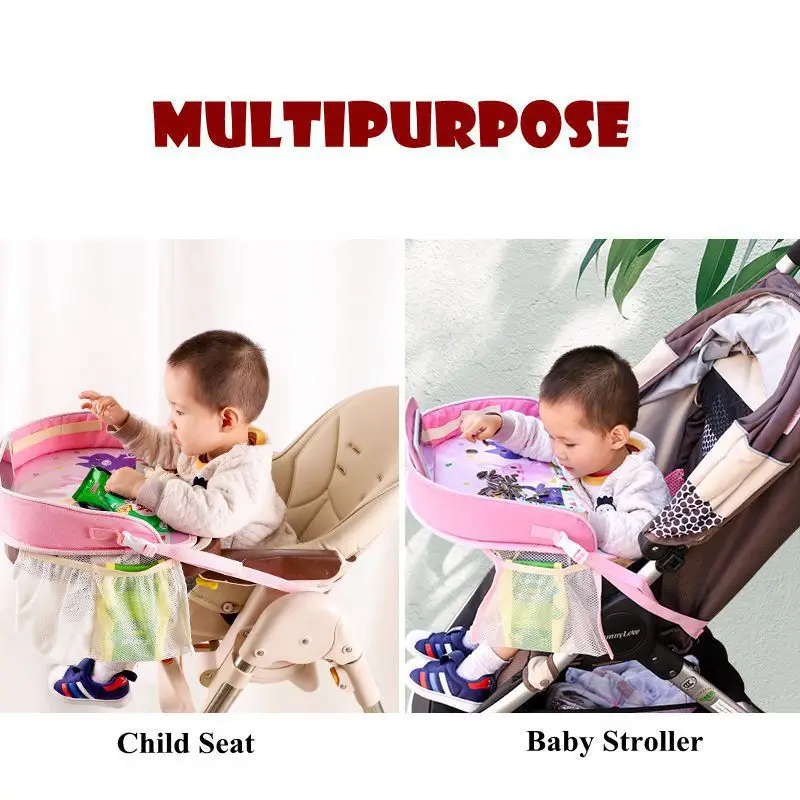 

Waterproof Cartoon Kids Car Safety Seat Tray Plates Drink Table Baby Fence Portable Car Baby Seat Table Storage