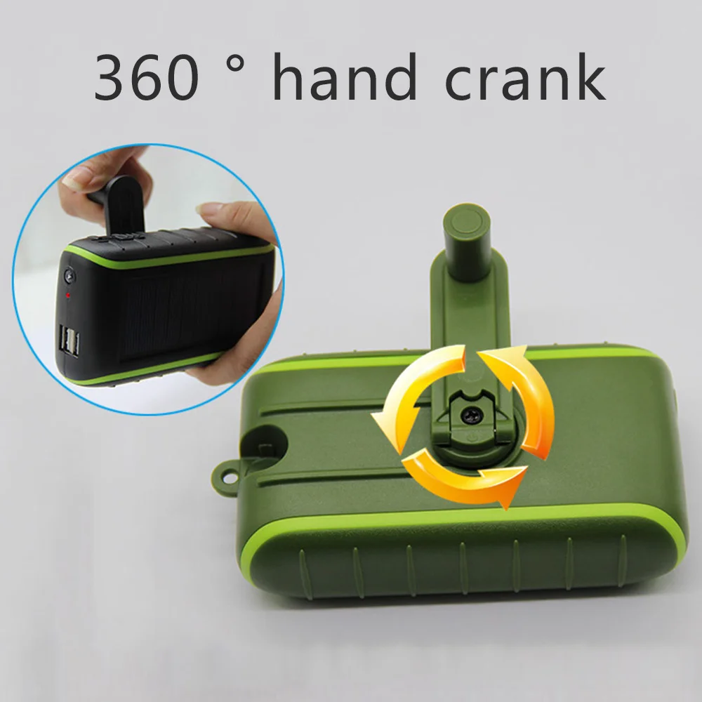 Solar Hand Crank Power Bank For Samsung S10 Waterproof LED Portable Dual USB PowerBank 6000/8000mAh External Battery Pack | Мобильные