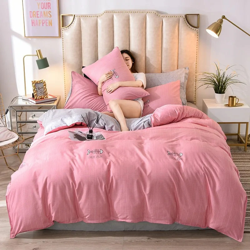 

Black Stripe Skin-friendly Bedding Set Comfortable Teens Bedclothes Pillowcase Sheet 3/4pcs Kids Adults Bed Duvet Cover Set