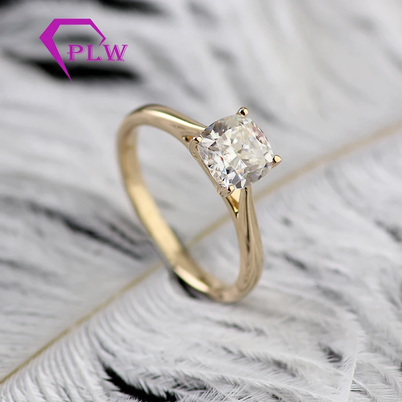 Customizd 14-каратное желтое золото 9х9 мм 3 5ct подушка старая Европа D Color VVS Moissanite 2