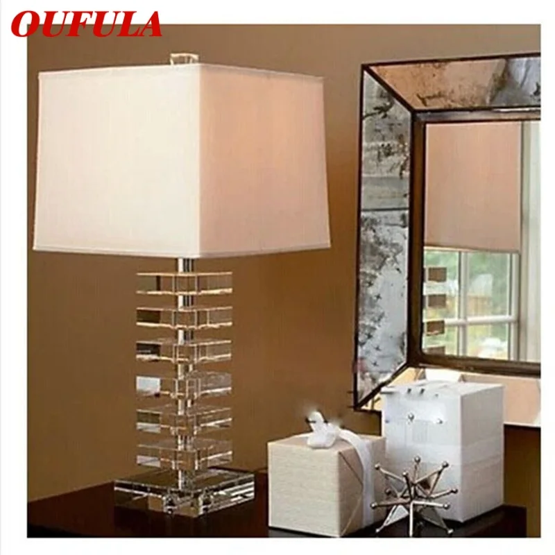 

OUFULA Creative Crystal Table Light Desk Lamp Contemporary LED for Home Bed Room Decoration