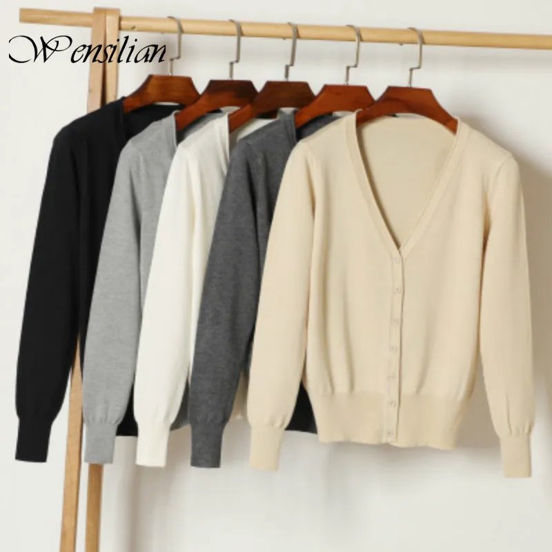 Укороченный топ женский кардиган свитер с v образным вырезом вязаный размера