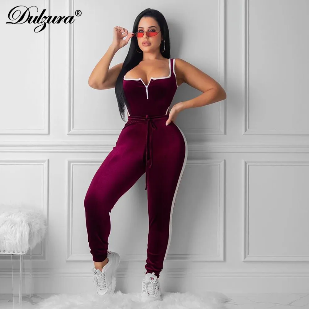 Dulzura 2019 осенне зимний женский костюм из двух предметов бархатные штаны