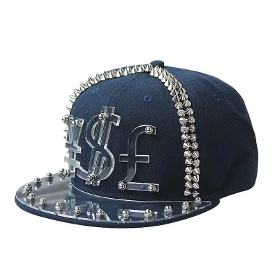 Dollar navy blue Акриловая бейсболка с шипами и заклепками для мужчин и женщин, уличная бейсболка в стиле панк-рок и хип-хоп - Цвет: Dollar navy blue