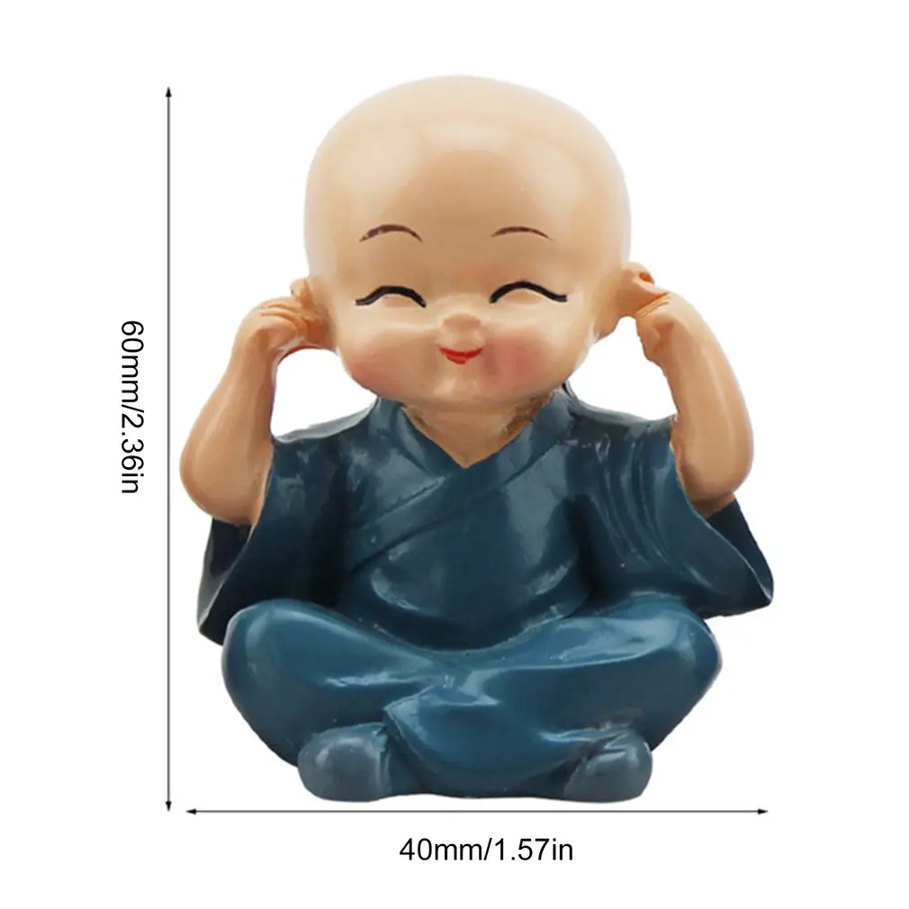 

2021 NEW 4pcs Cute KungFu Monk Car Interior Display Decoration Car Seat Ornament Car Home Decor Resin Kid Doll Holiday Gift
