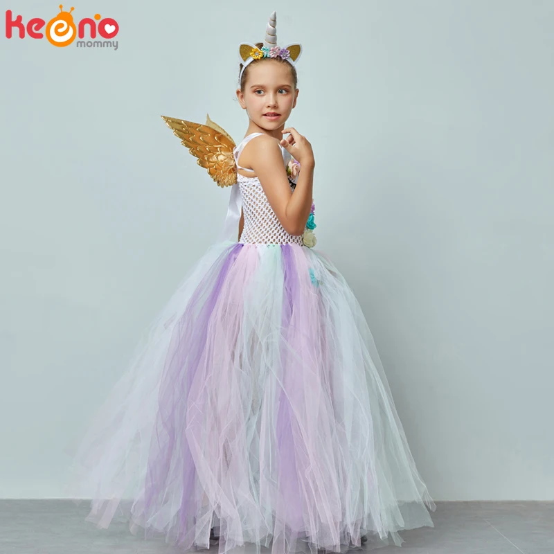 Пастельное платье-пачка с единорогом для девочек детское праздвечерние чное