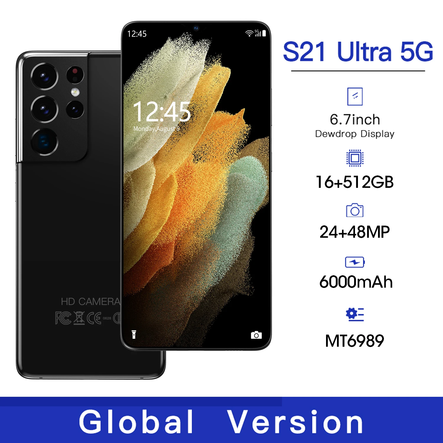 

Sansumg Smartphone 5G S21 Ultra 16+512GB Global Version MTK6989 6000mAh Android11 Deca Core 6.7Inch Mobile Phone Galay Cellphone