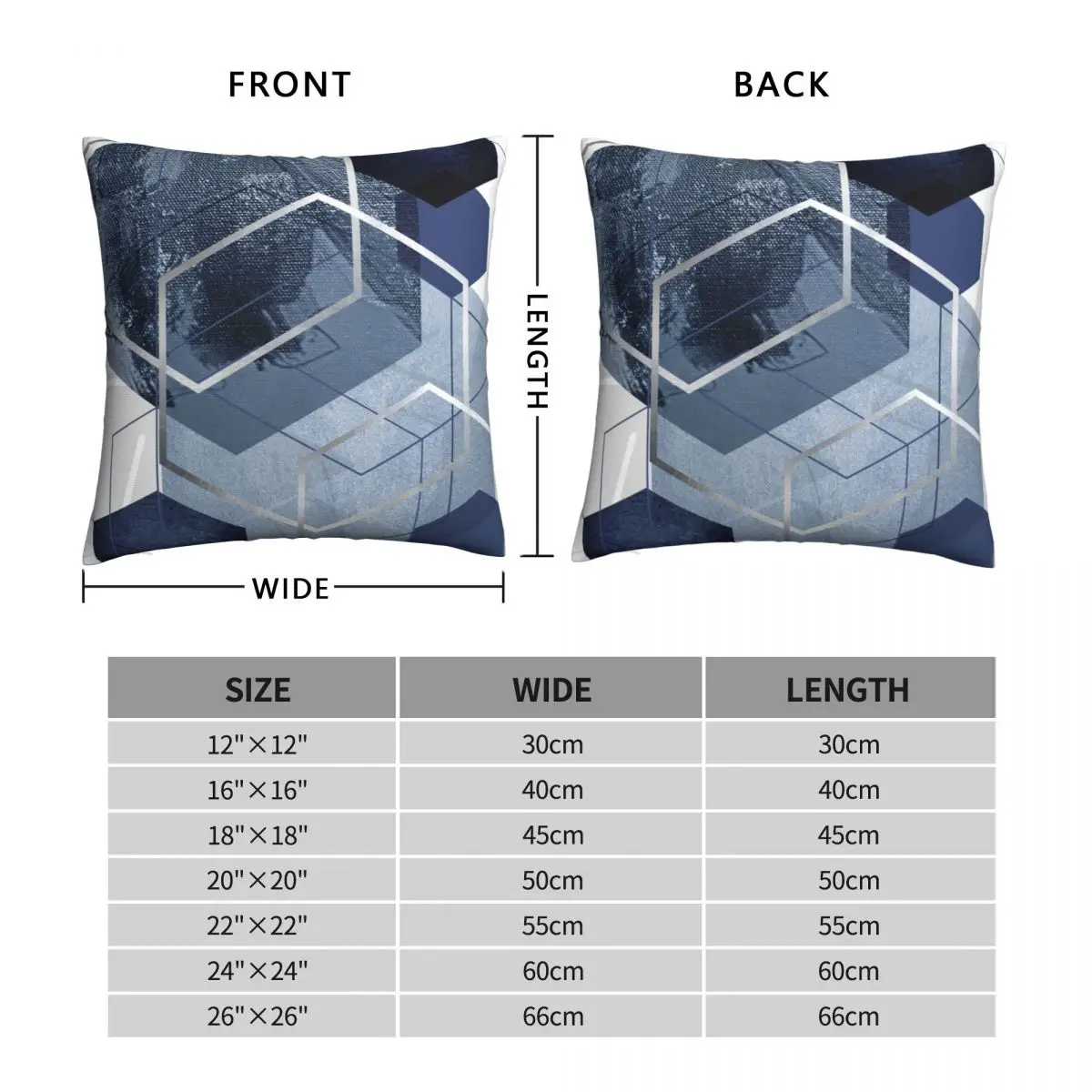 Сине-серый геометрический квадратный чехол для подушки наволочка декоративный