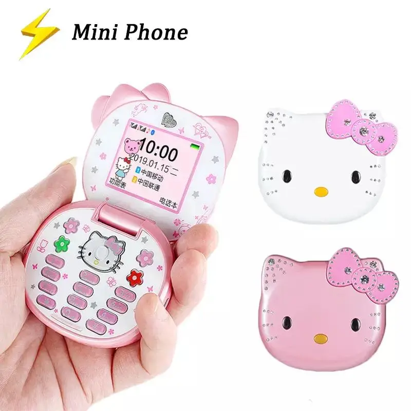 

Сверхмилый складной мини-телефон-раскладушка, телефон-книжка с четырёхдиапазонным мультяшным рисунком, разблокированный детский сотовый ...