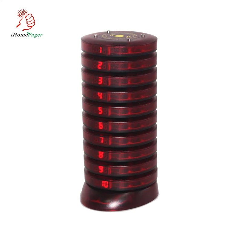 

Coaster Pager vibration Disc Meal Pick-up sales 999 channel 433mhz customized logo pagerQueuing Machine Meal Pick-up Queue