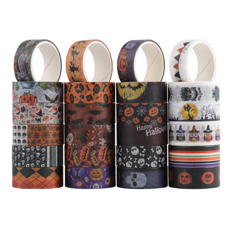24 рулона ленты Washi для Хэллоуина рисунок тыквы летучей мыши черепа взрослых и
