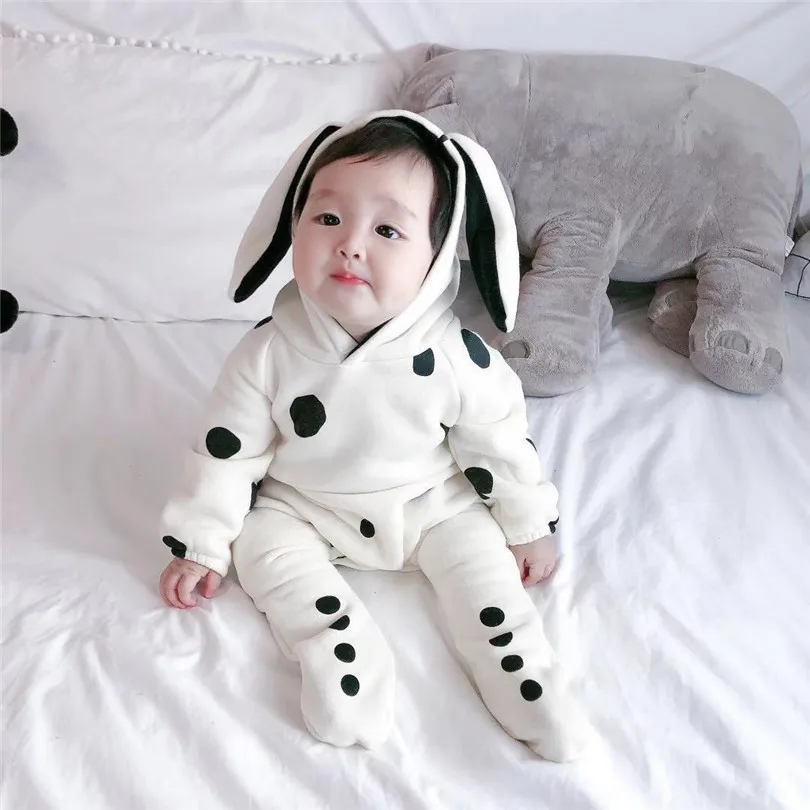 Для новорожденных для маленьких девочек Комбинезон в горошек одежда малышей на