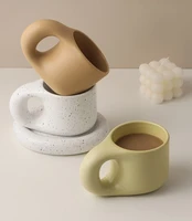 300ml ceramic cup fat handle mug and oval plate personalized ceramic cup saucer for coffee tea milk cake nordic home decor %d9%83%d9%88%d8%a8