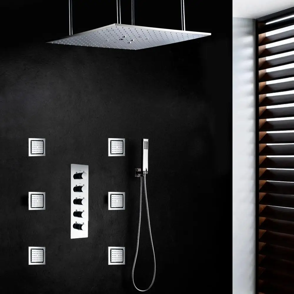 DULABRAHE Thermostatic Bathroom Shower Faucet Set Concealed Mixer System Bath 20 Inch Ceiling Rain Head | Обустройство дома