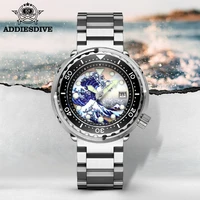 addiesdive wacth men 300m water resistant sapphire glass ceramic bezel automatic nh35 316l stainless steel surf tuna wristwatch