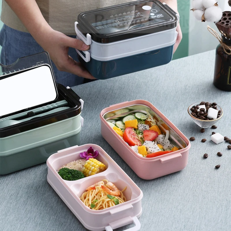 

Promotion! Lunch Box/Bento Box for Kids&Adults Double-Layer Microwave Heating Lunch Container /Food Storage Container